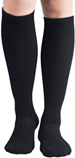 +MD Calcetines de compresión de absorción de humedad de bambú 8-15 mmHg para hombres y mujeres Calcetines altos hasta la rodilla 6 pares Black/Grey/White9-11