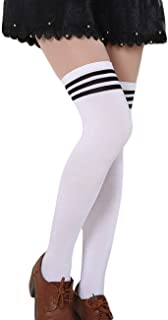 CHRISTYLE mujer Raya Escuela de Cosplay casual uniforme sobre la rodilla medias hasta el muslo calcetines largos Un tamao En blanco y negro