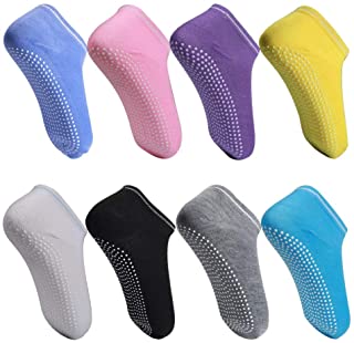 WZ01 - Calcetines de yoga antideslizantes de algodón, para mujer, con puntos de goma, antideslizantes
