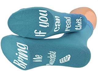 "Calcetines para mujer con texto en inglés ""If You Can Read This Bring Me"", color azul chocolate, para ocasiones especiales, divertidos calcetines personalizados, talla única"