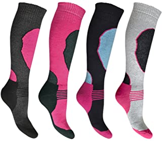 4 Pares de Calcetines de Esquí de Alto Rendimiento para Mujer - Con pernera larga - Térmicos - Surtidos - Tallas UK 4-7