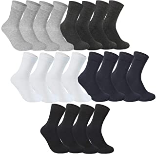 Rovtop 10 Pares Calcetines para Hombre y Mujer - Calcetines Termicos de Algodón de Invierno para Hombre, Azul Oscuro/Negro/Blanco/Gris Claro/Gris Oscuro (Tubo Medio)