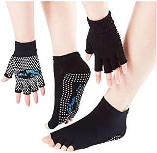 Calcetines antideslizantes para yoga, pilates, ejercicio sin dedos, con puntos de silicona blancos