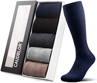 5PR Calcetines ejecutivos con Traje hombre Algodón hasta de rodilla altos largos secos de algodón,Athletic Fit Calcetines para Deporte,Running,Futbol,Coolmax,dress socks