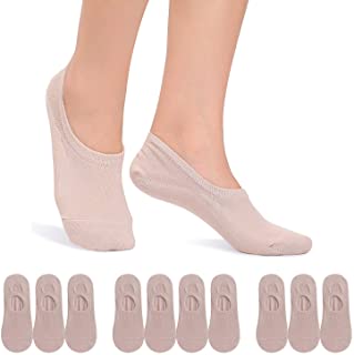 FALARY Calcetines Mujer Hombre 10 Pares Cortos Calcetines Invisibles tobillero Algodon Silicona Antideslizante Verano