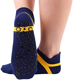 2 Pares Calcetines Yoga Antideslizante Deporte Mujer silicona gránulos de masaje Pilates Barra Ballet Danza Fitness Algodon Ankle Calcetines Cortos,Unisex Adulto