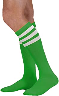 Calcetines de tubo alto de la rodilla de colores w/rayas blancas - Verde - talla única