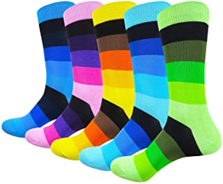 Hombre 5 Pack Colorido Diseño de Lujo Rich Cotton Comfort Dress Calf Calcetines Reino Unido 6-14