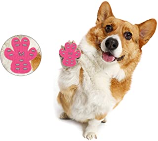 YAODHAOD - Protector de pata de perro, 24 almohadillas de tracción antideslizantes, autoadhesivos desechables para perros, zapatos de perro, calcetines reemplazos (L, rosa)