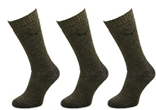 Calcetines de Caza de Merino Hombres y Mujeres | 3 Pares de Calcetines de Caza de Lana de Merino | Khaki | Tamaño: 35-38