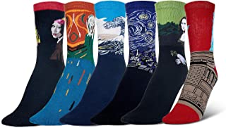 6 pares Calcetines de Algodón Hombre y Mujer Arte Retro Pinturas Famosas Calcetines