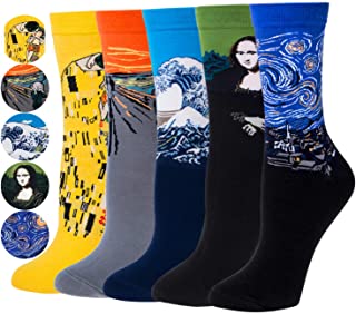 Pack de 4/5 Calcetines Hombres Divertidos, Calcetines Algodon Estampados Impresos de Pintura Famosa de Arte Perfecto Regalo